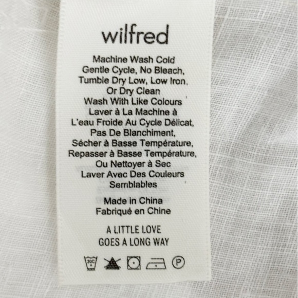 Aritzia Wilfred Caprice Button Front 100% Linen Dress White Large - V Neck - Picture 11 of 15